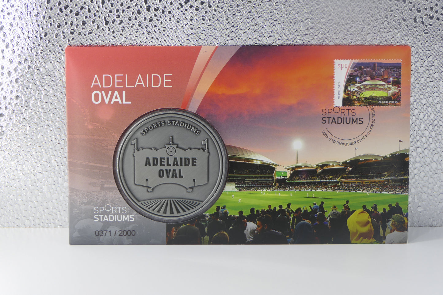 2010 Australia Post Sports Stadiums PNC — Adelaide Oval Medallion First Day of Issue Brisbane Qld front