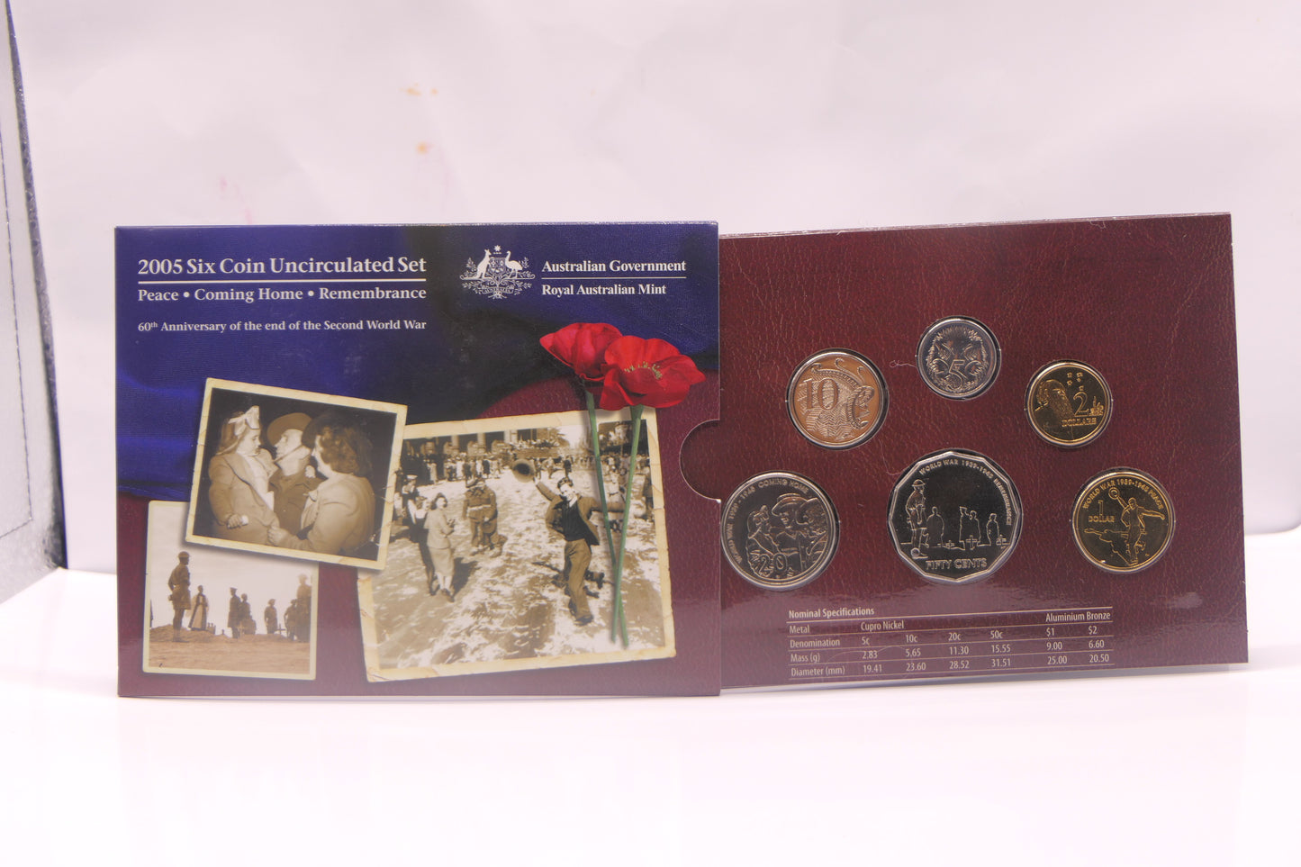 2005 Six Coin Uncirculated Set — 60th Anniversary End of World War II front