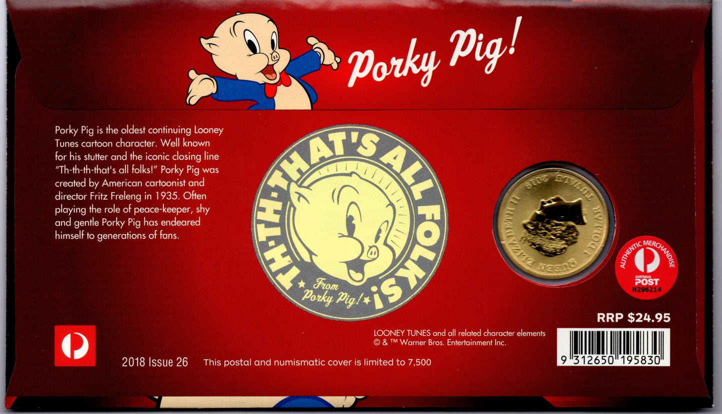 Australia Post Looney Tunes — Porky Pig "That's All Folks!" 2018 PNC reverse