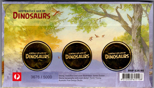 2013 Australian Age Of Dinosaurs Triple Medallion Cover