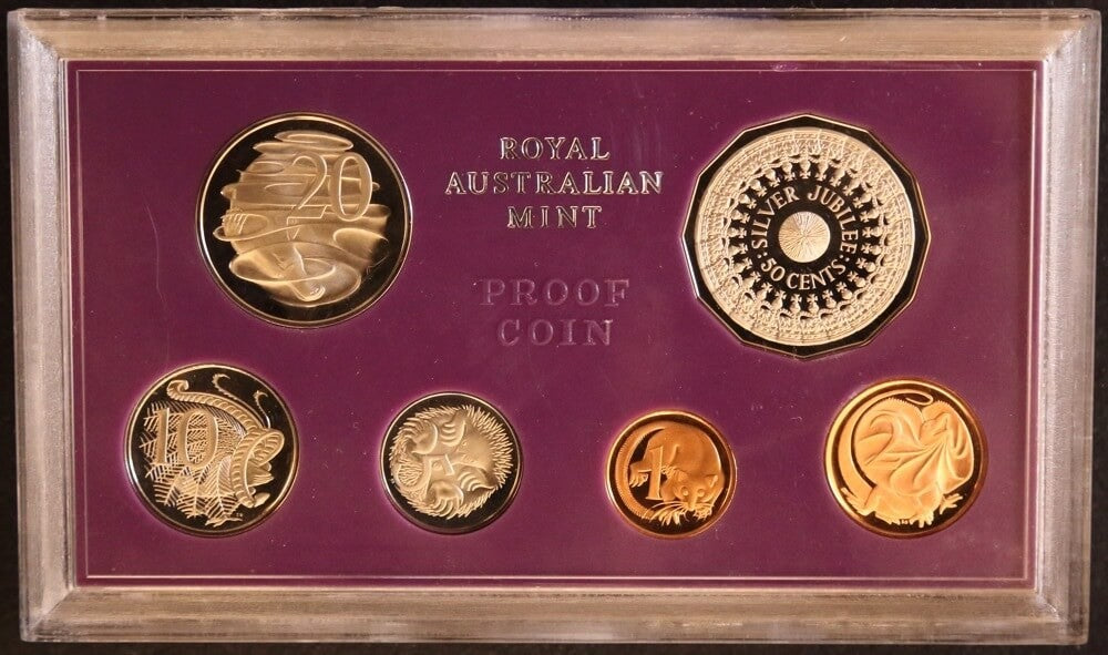 Silver Jubilee Year Proof Set — the 1977 Royal Australian Mint Six Coin Proof Set front