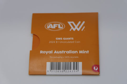 2024 AFL $1 Uncirculated Coin — Gws Giants reverse