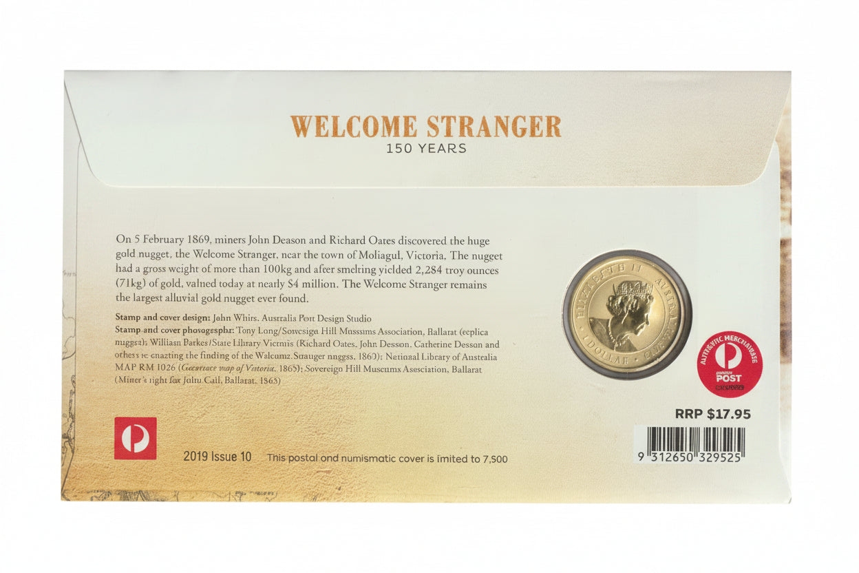 2019 Australia Post Welcome Stranger 150 Years PNC reverse