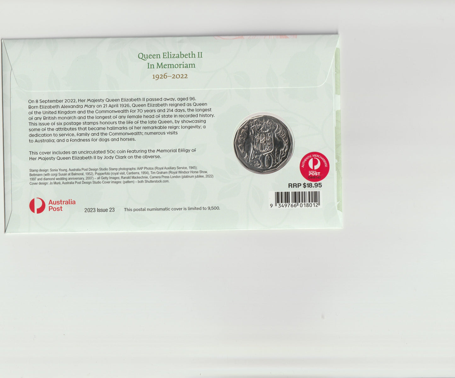 2024 Australia Post Queen Elizabeth Remembering PNC reverse