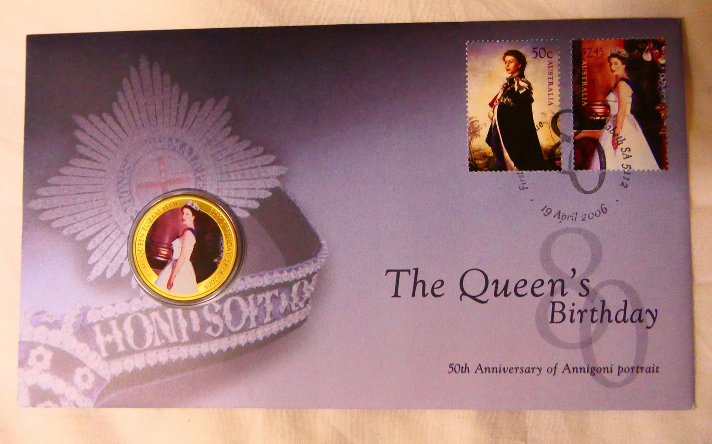 2006 the Queen's Birthday 80th PNC — 50th Anniversary of the Annigoni Portrait — Elizabeth Sa front