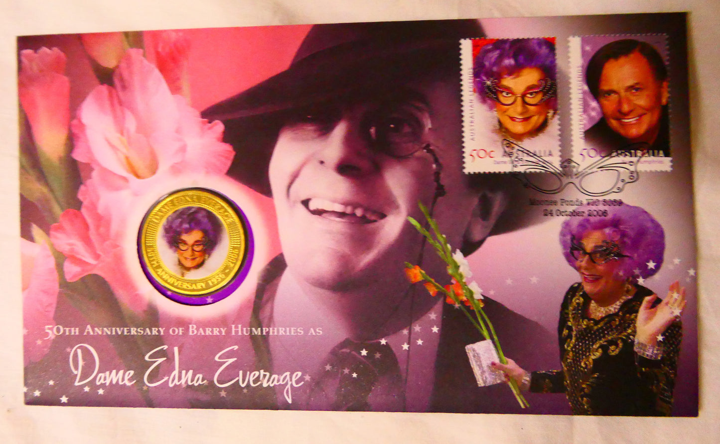 2008 50th Anniversary of Barry Humphries As Dame Edna Everage PNC — Moonee Ponds Vic front