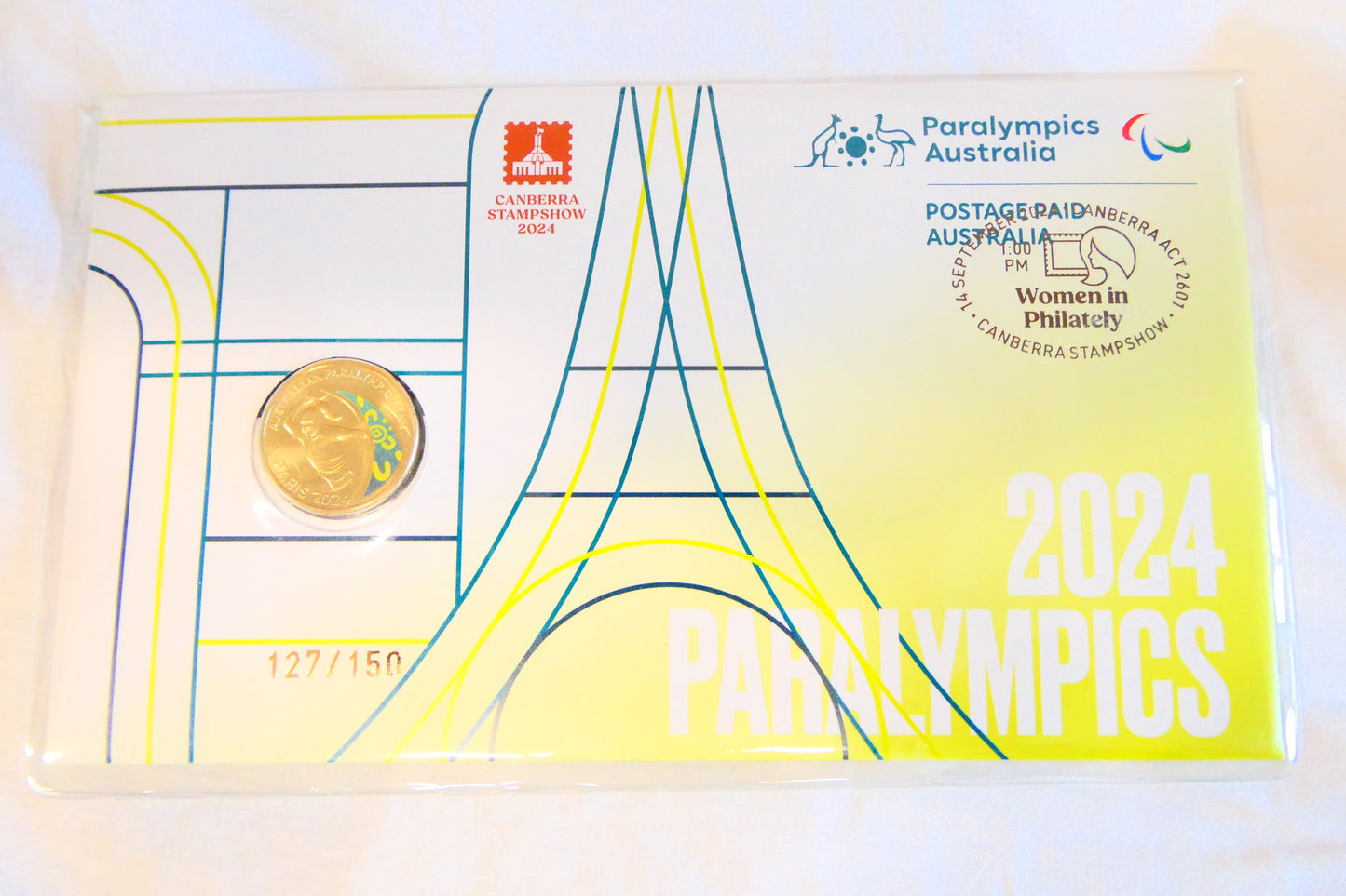 2024 Paralympics Paris PNC — Canberra Stampshow 2024 — Women in Philately — 127/150 front