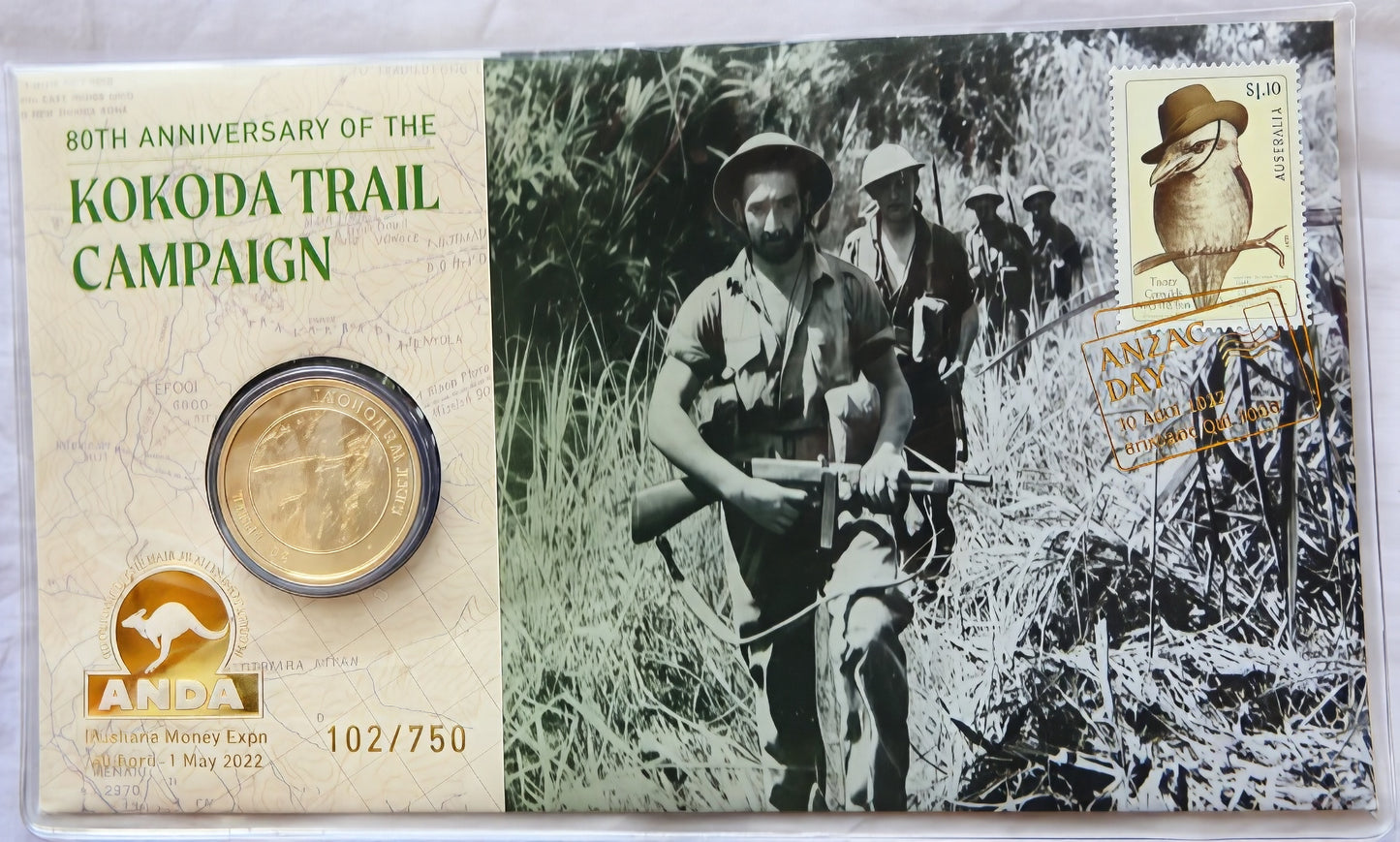 2022 80th Anniversary of the Kokoda Trail Campaign PNC — ANDA Brisbane Money Expo — 102/750 front