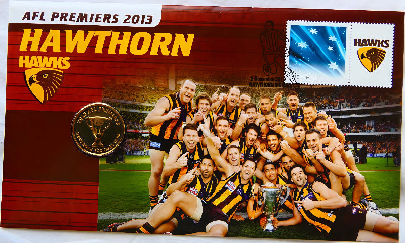 2013 AFL Premiers — Hawthorn Hawks PNC — Hawthorn Vic Postmark front
