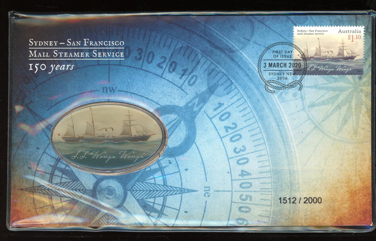 2020 Sydney — San Francisco Mail Steamer Service 150 Years Medallic PNC front