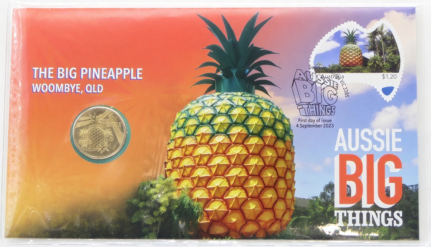 the Big Pineapple 2023 Coin Cover — Aussie Big Things — Woombye Qld PNC front