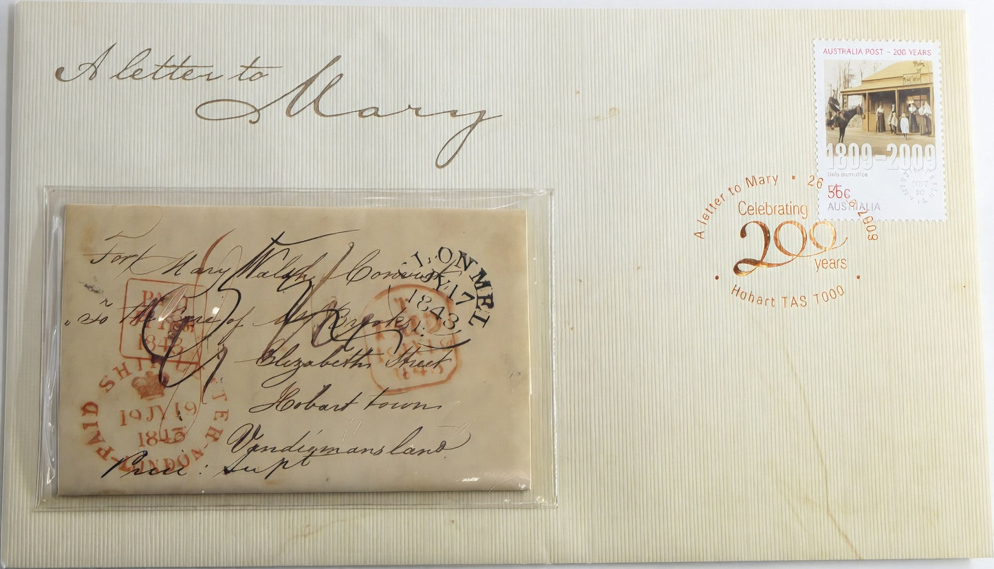 Official a Letter to Mary Philatelic Numismatic Cover, Issued to Celebrate 200 Years of Australia Post (1809—2009) front