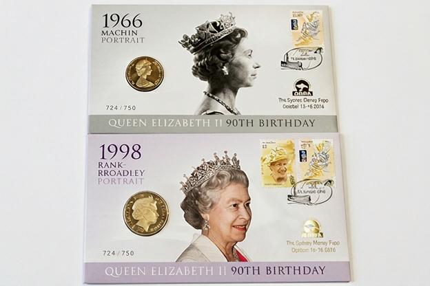 Queen Elizabeth II 90th Birthday PNC — 1998 Rank-Broadley Portrait, ANDA Sydney Money Expo 2016 (724/750) front
