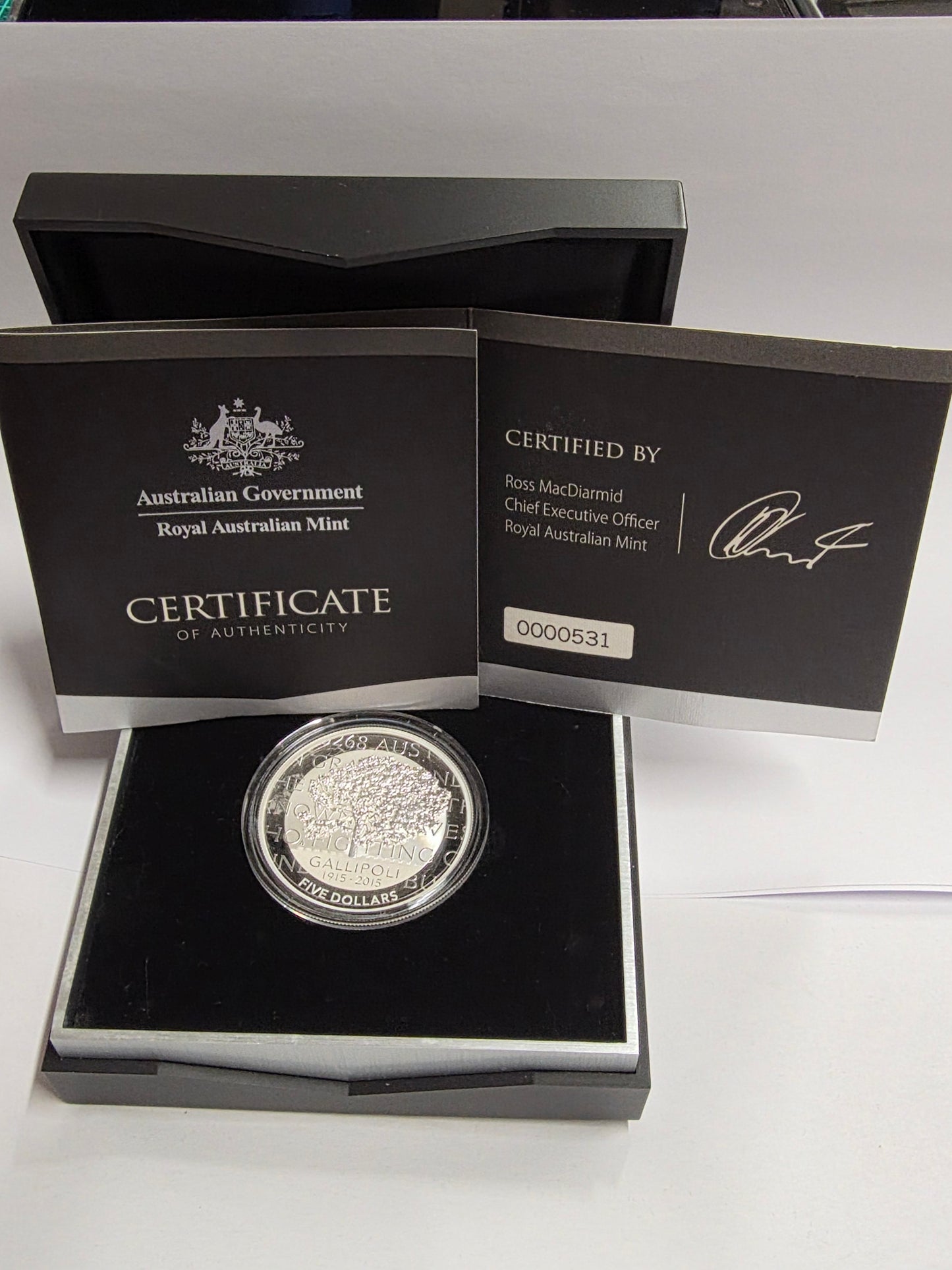 2015 $5.00 Silver 1oz Proof coin 'Gallipoli Landing Centenary (No outer box)