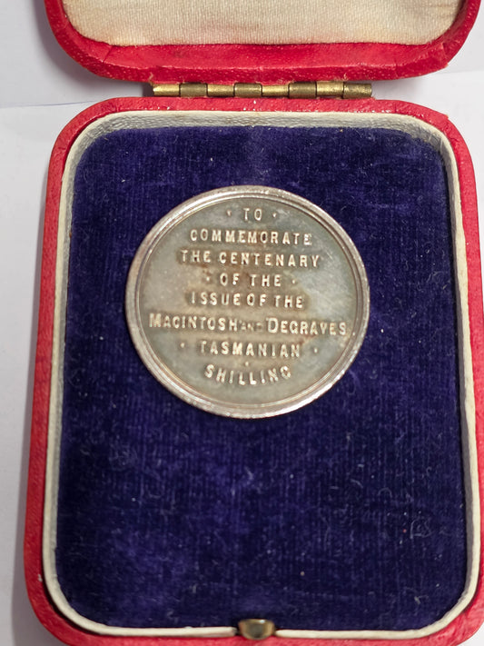 1923 Silver Medal Centenary of Macintosh & Degraves Tasmanian Shilling Token