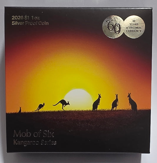 2026 $1 Kangaroo Series - Mob Of Six Roos 1oz Silver Proof Coin