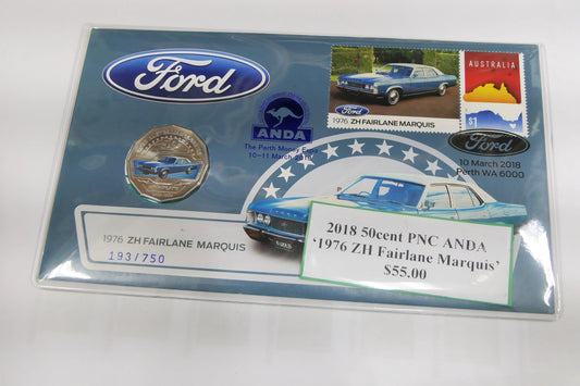 Supercars 1976 Zh Fairlane Marquis (ANDA Perth Stamp Show) PNC front