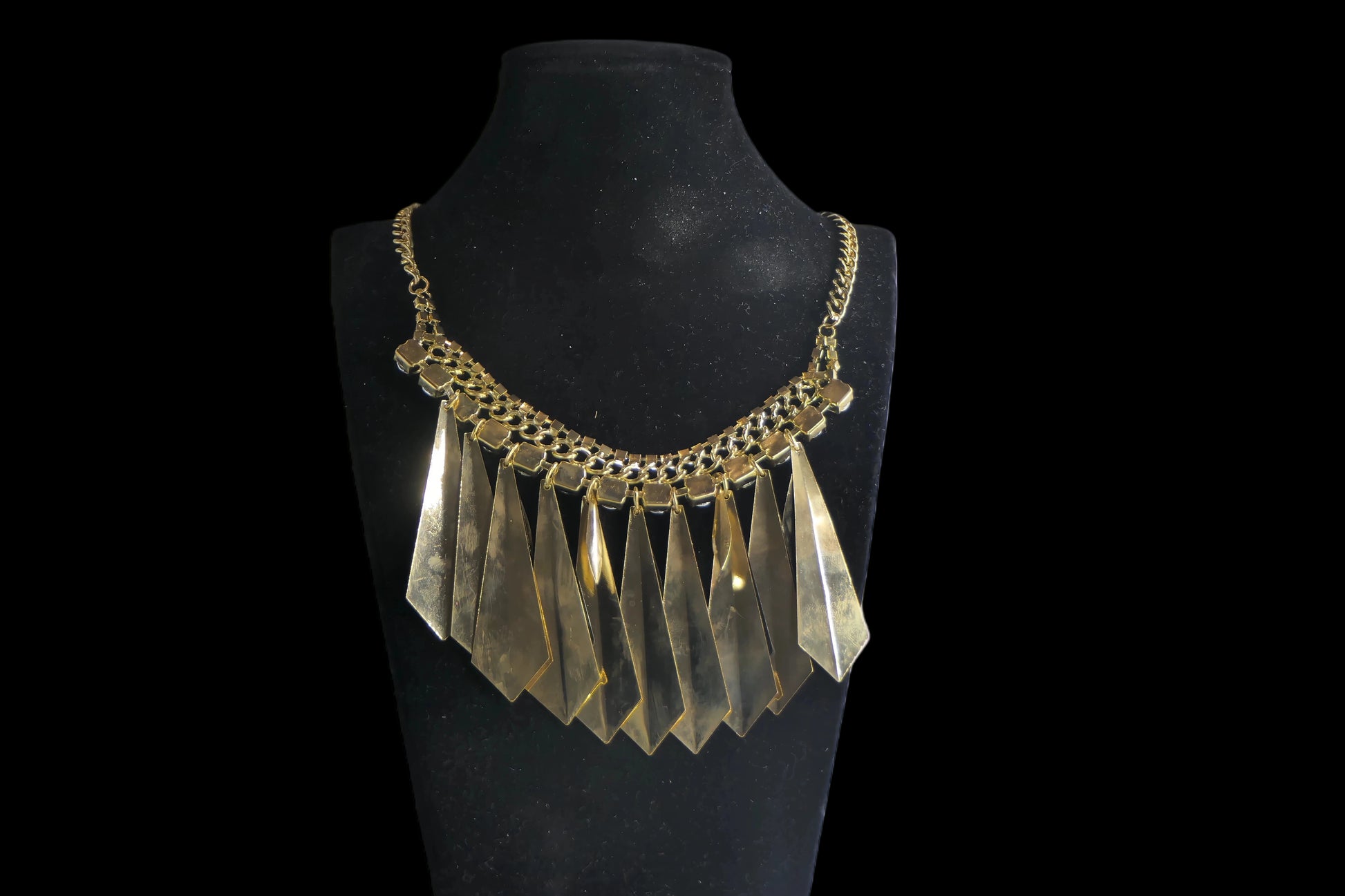 Gold Statement Necklace — Geometric Drop front