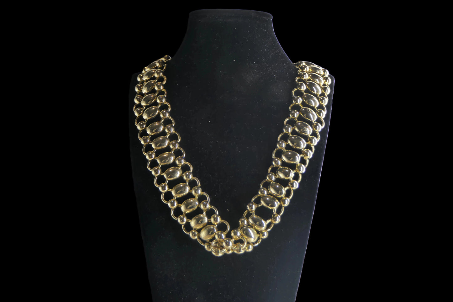 Gold Bubble Link Chain Necklace front