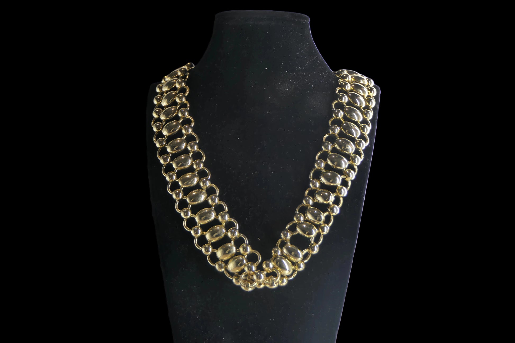 Gold Bubble Link Chain Necklace front