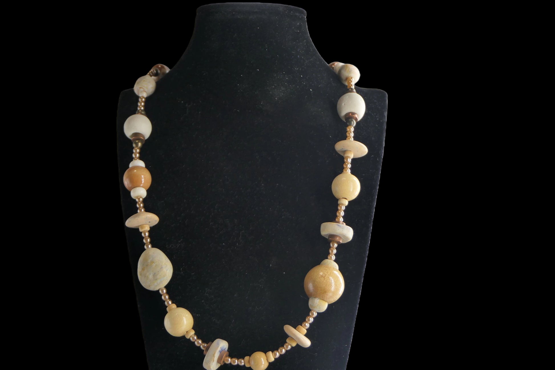 Ivory & Cream Mixed Bead Necklace front