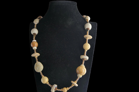 Ivory & Cream Mixed Bead Necklace front