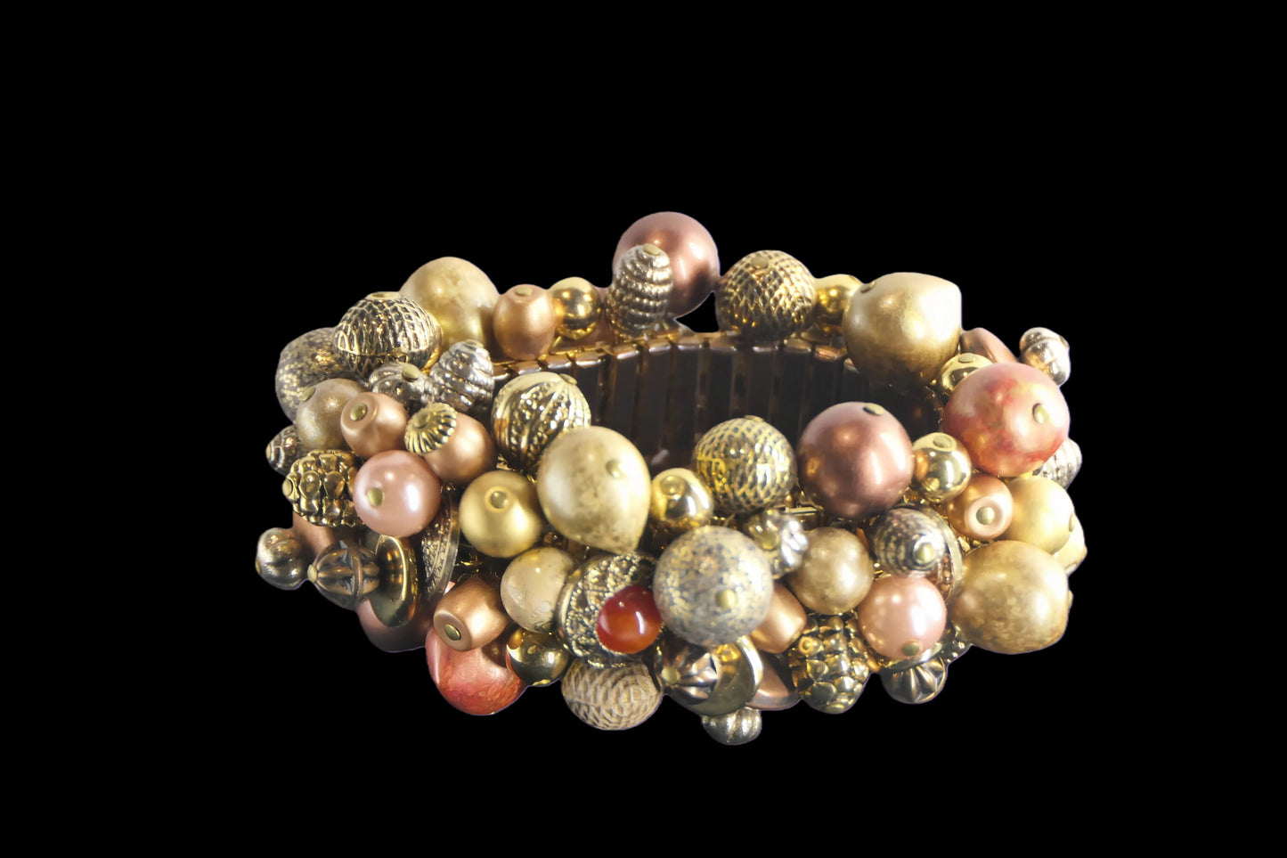 Mixed Bead Cluster Stretch Bracelet front