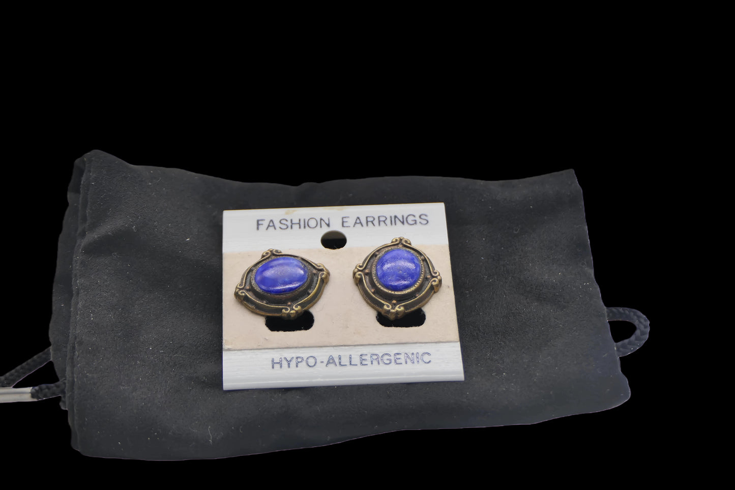 Blue Cabochon Clip-on Earrings — Hypo-Allergenic front