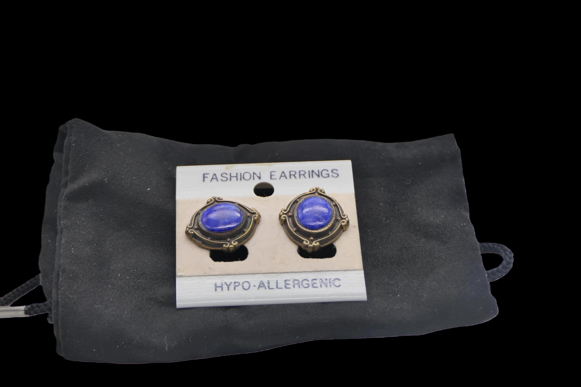 Blue Cabochon Clip-on Earrings — Hypo-Allergenic front