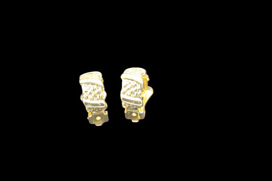 Gold Textured Clip-on Hoop Earrings front