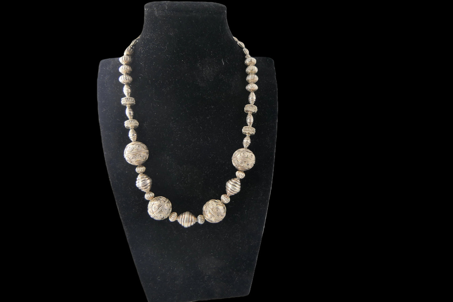Engraved Bead Graduated Necklace front