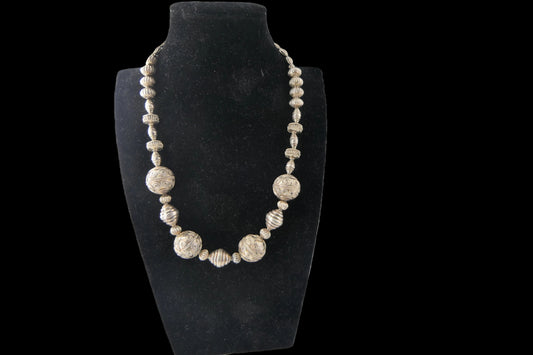 Engraved Bead Graduated Necklace front