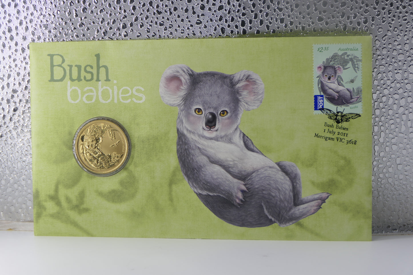 2011 Australia Post Bush Babies PNC — Koala $1 Coin First Day of Issue Merrigam Vic front