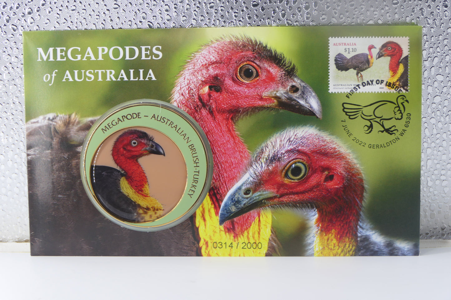 2022 Australia Post Megapodes of Australia PNC — Australian Brush-Turkey $1 Coloured Coin front