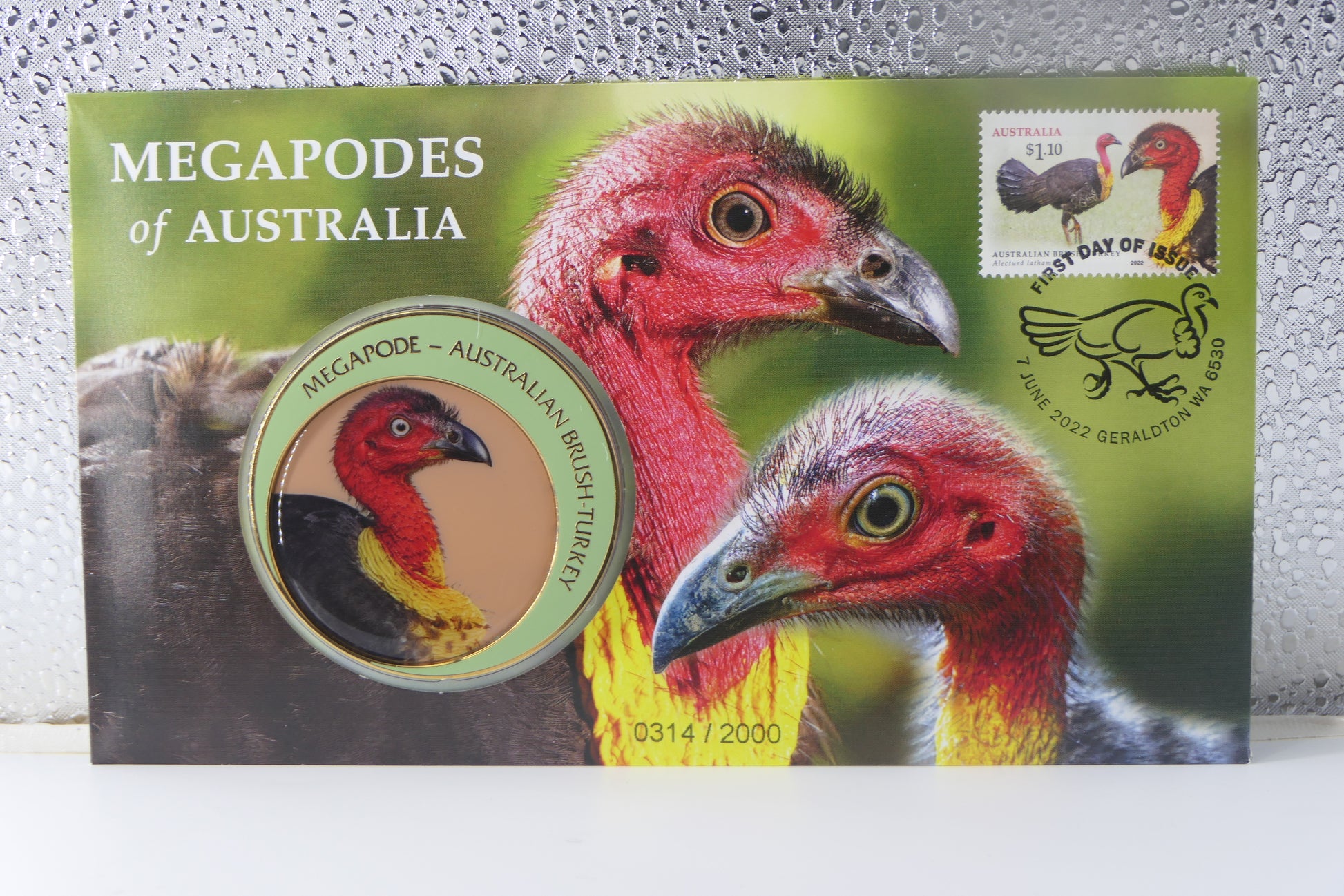 2022 Australia Post Megapodes of Australia PNC — Australian Brush-Turkey $1 Coloured Coin front