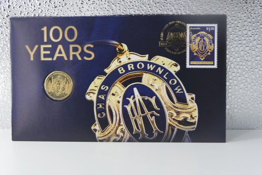 2024 Australia Post Brownlow Medal 100 Years PNC — $1 Coin First Day of Issue Melbourne front