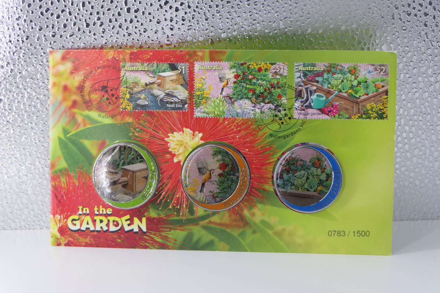 2013 Australia Post in the Garden PNC — 3 X Coloured Medallions First Day of Issue Watergardens Vic front