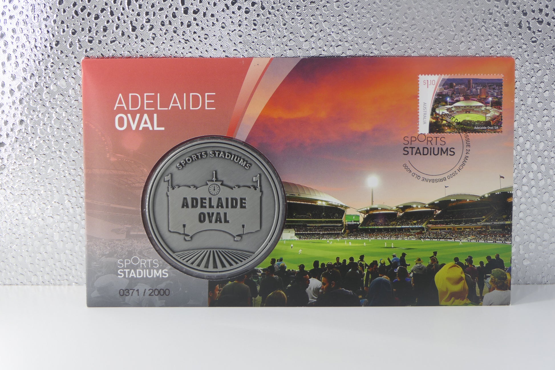 2010 Australia Post Sports Stadiums PNC — Adelaide Oval Medallion First Day of Issue Brisbane Qld front