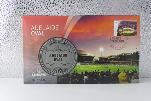 2010 Australia Post Sports Stadiums PNC — Adelaide Oval Medallion First Day of Issue Brisbane Qld front