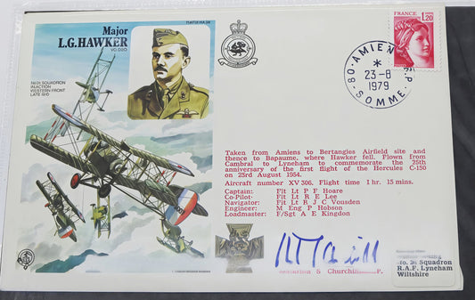 Major L.g. Hawker Raf Aviation Commemorative Flight Cover front