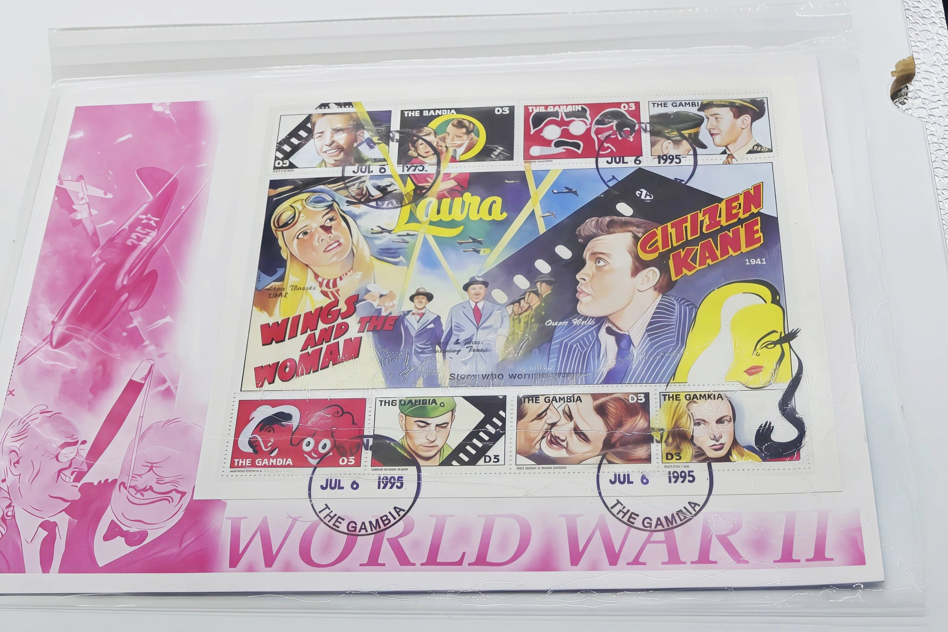 the Gambia Wwii Film Poster Stamp Sheet — First Day Cover front