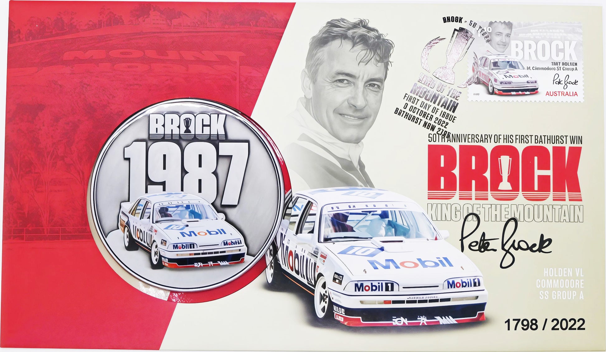 Peter Brock “King of the Mountain” 50th Anniversary Coin Cover PNC front