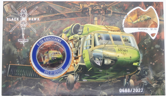Australian Army S-70a-9 Black Hawk End of Service Coin Cover front