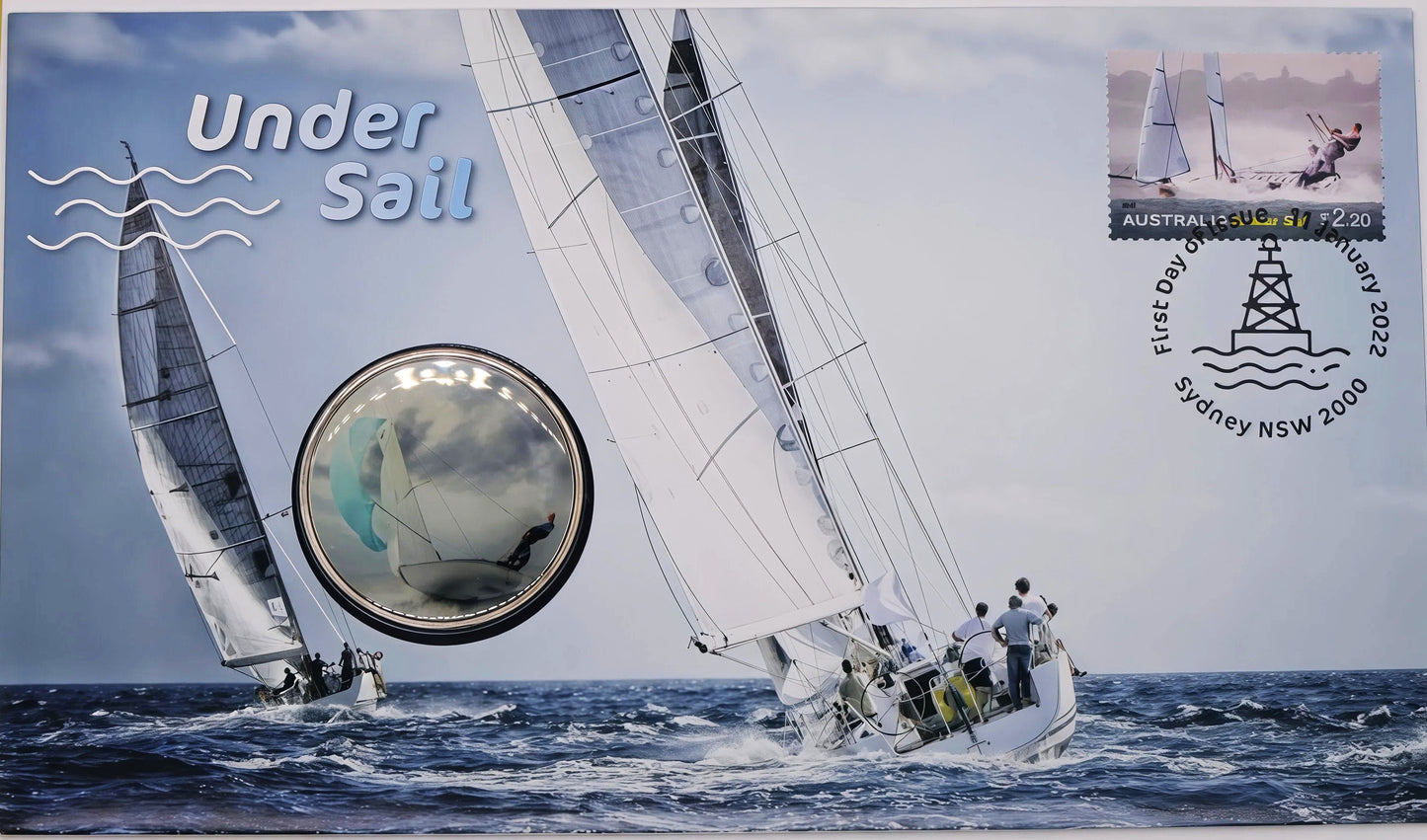 2022 Australia Post Under Sail PNC — Holographic Medallion First Day of Issue Sydney Nsw front