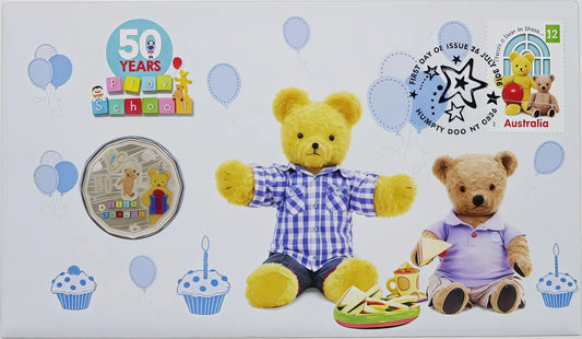 50 Years Play School Teddy Bear Coin Cover — Anniversary Edition PNC front