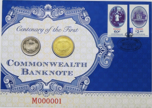 2011 Australia Post Centenary of the First Commonwealth Banknote PNC — 2 X Medallions (Silver & Gold) front