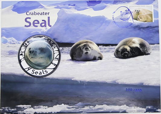 Crabeater Seal Antarctic Wildlife Coin Cover — Limited Edition PNC front