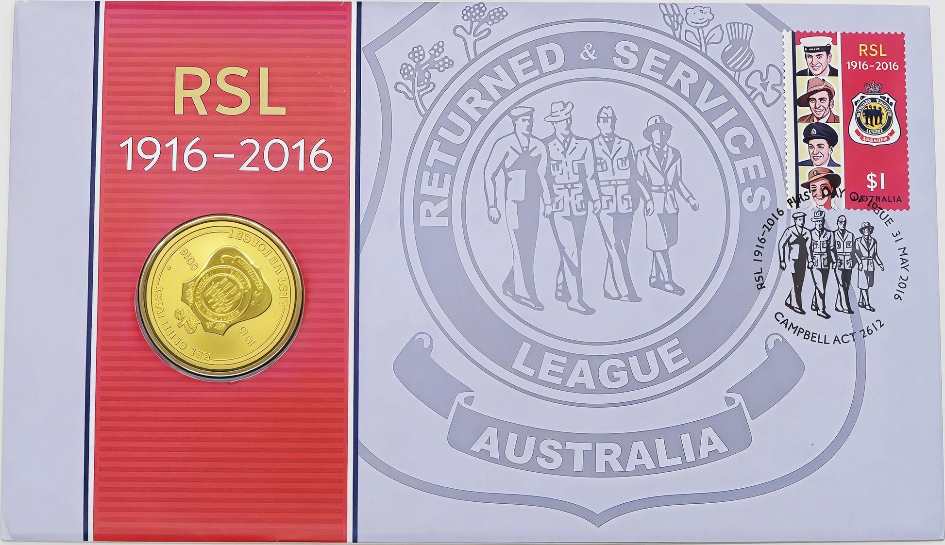 RSL Australia 1916—2016 Centenary Coin Cover — Military Collectible PNC front