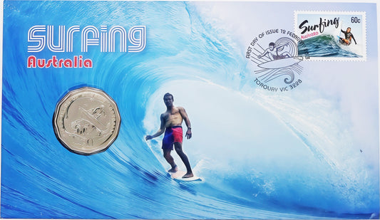 Surfing Australia Coin Cover — Torquay First Day Issue PNC front