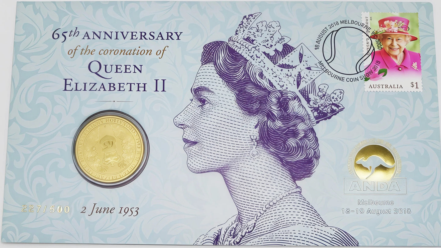 65th Anniversary Coronation of Queen Elizabeth II Coin Cover PNC front